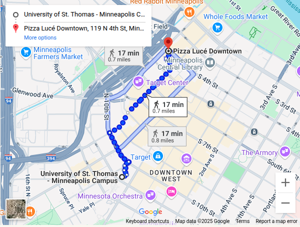 Google Map to Pizza Luce